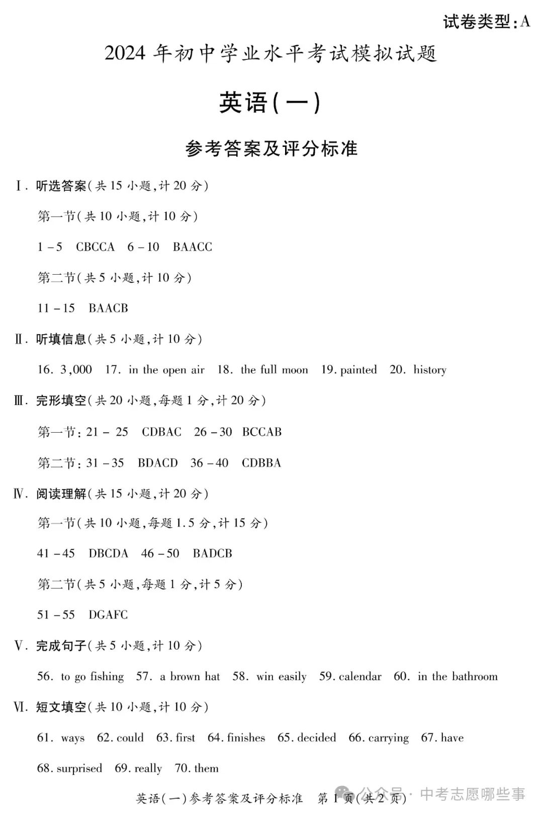 【中考西安一模】2024年陕西省西安市莲湖区中考一模(试卷+答案+评分标准) 第8张