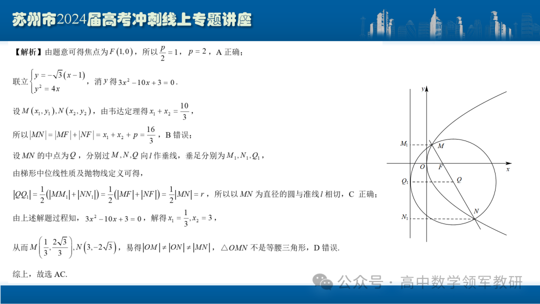 最后高考冲刺必备最优课件:平面解析几何“有解”思维→“优解”思路 第58张