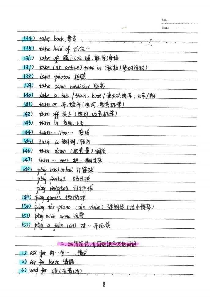 中考状元英语手写笔记:初中英语词汇整理 第9张