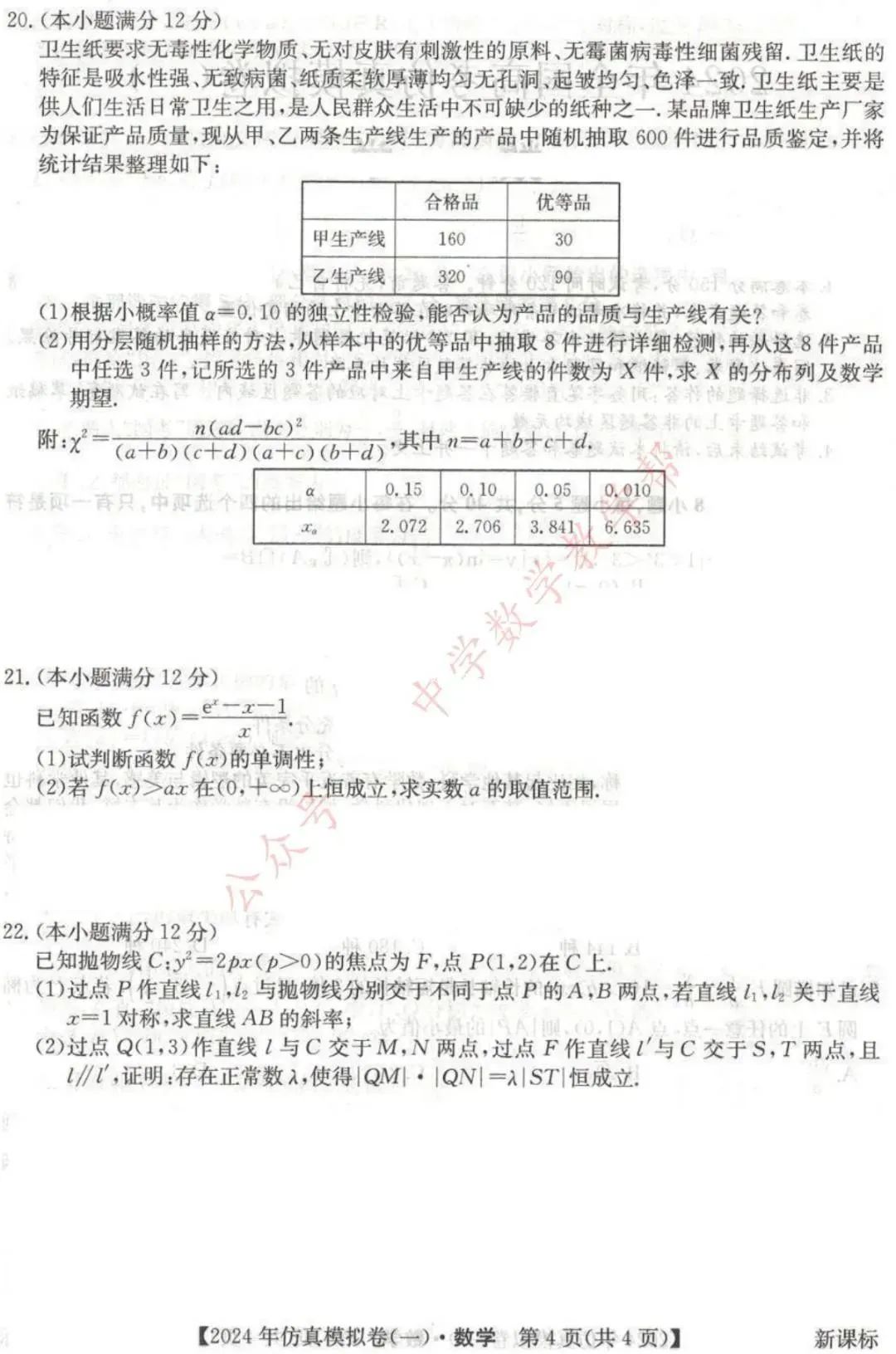 2024年全国高考数学仿真模拟卷 第4张