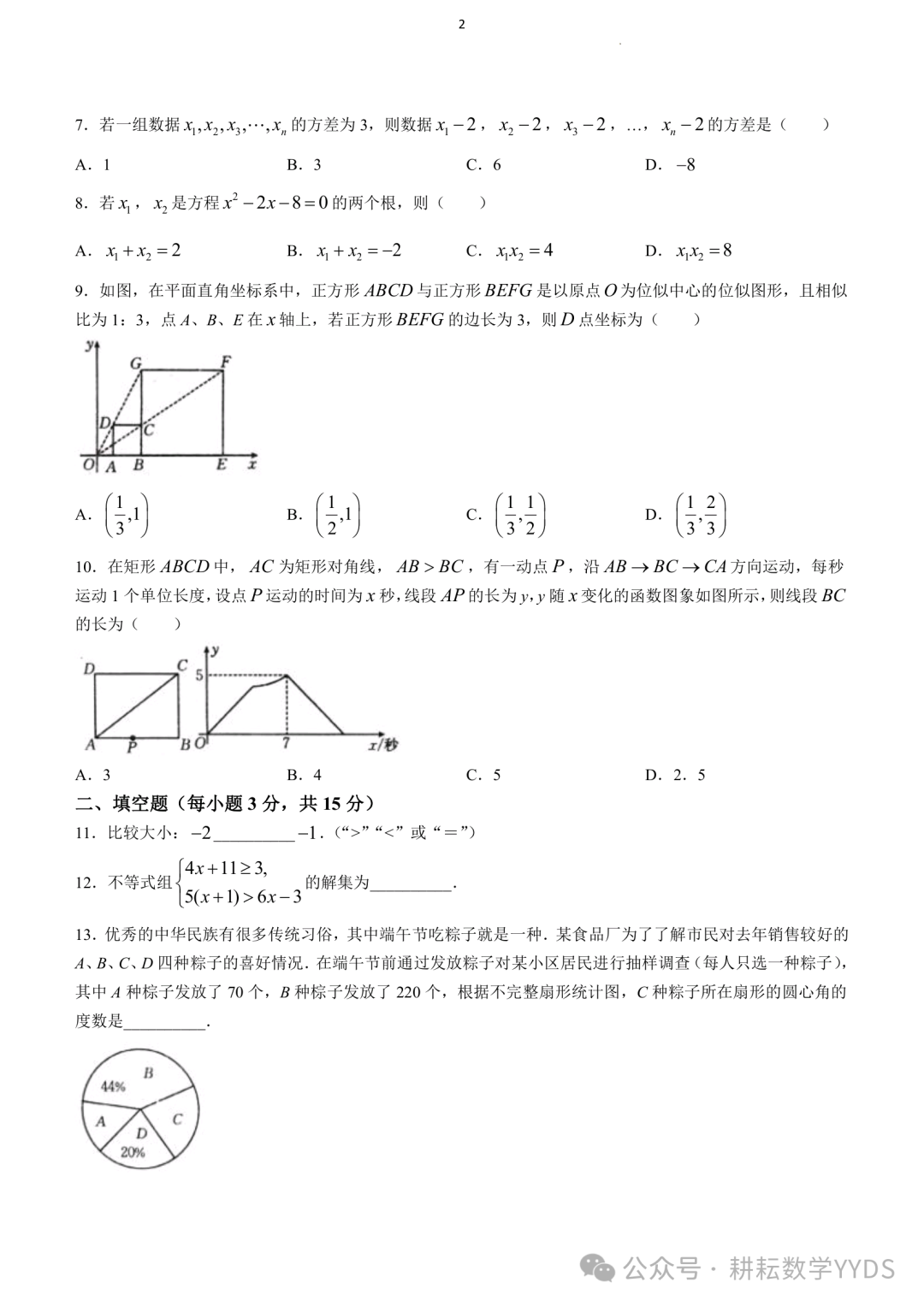 【中考一模】2024河南省郸城县中考一模数学模拟试卷(试卷+解析文末下载) 第2张