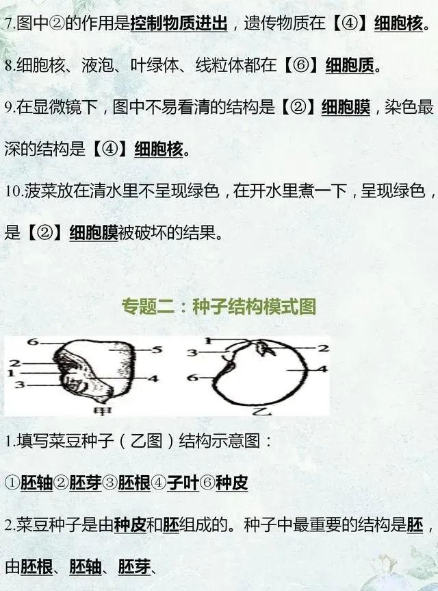 中考生物专题复习:识图作答专项练习,打印吃透,考试不丢分! 第2张