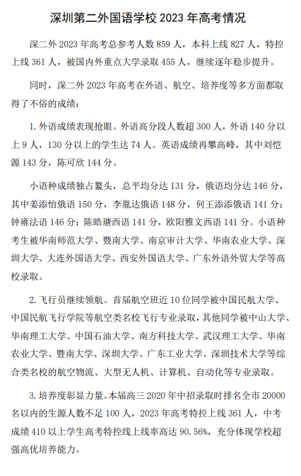 深圳37所公办高中2023年高考成绩汇总 第59张