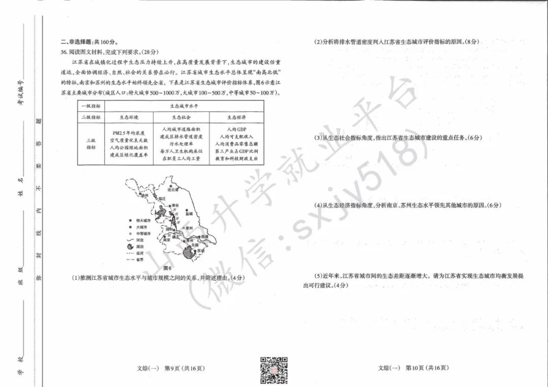 一分一段表!太原市高考一模试题、答题卡、答案 第31张