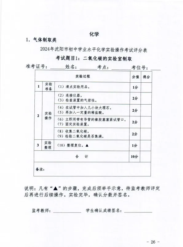 2024年沈阳市中考【理化生实验操作】考试题目 第7张