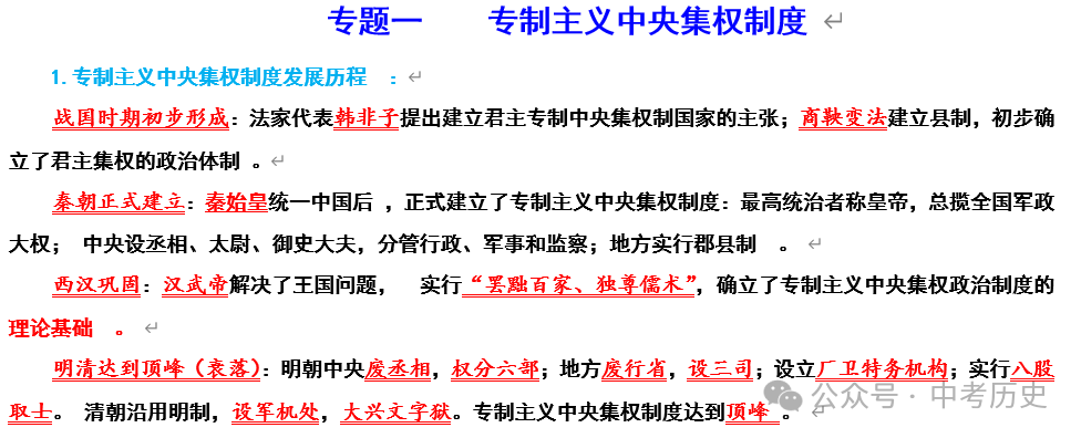 2024年中考历史二轮专题知识清单 第3张