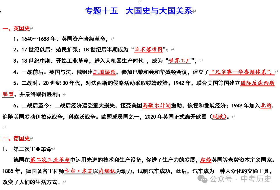 2024年中考历史二轮专题知识清单 第24张