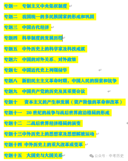 2024年中考历史二轮专题知识清单 第2张