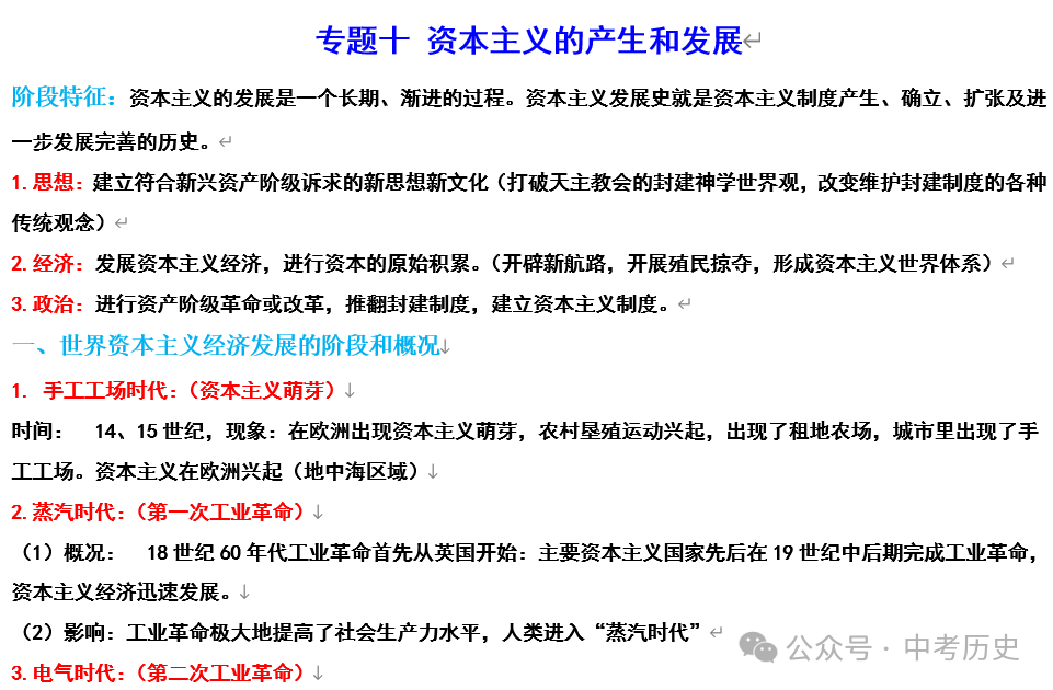 2024年中考历史二轮专题知识清单 第16张