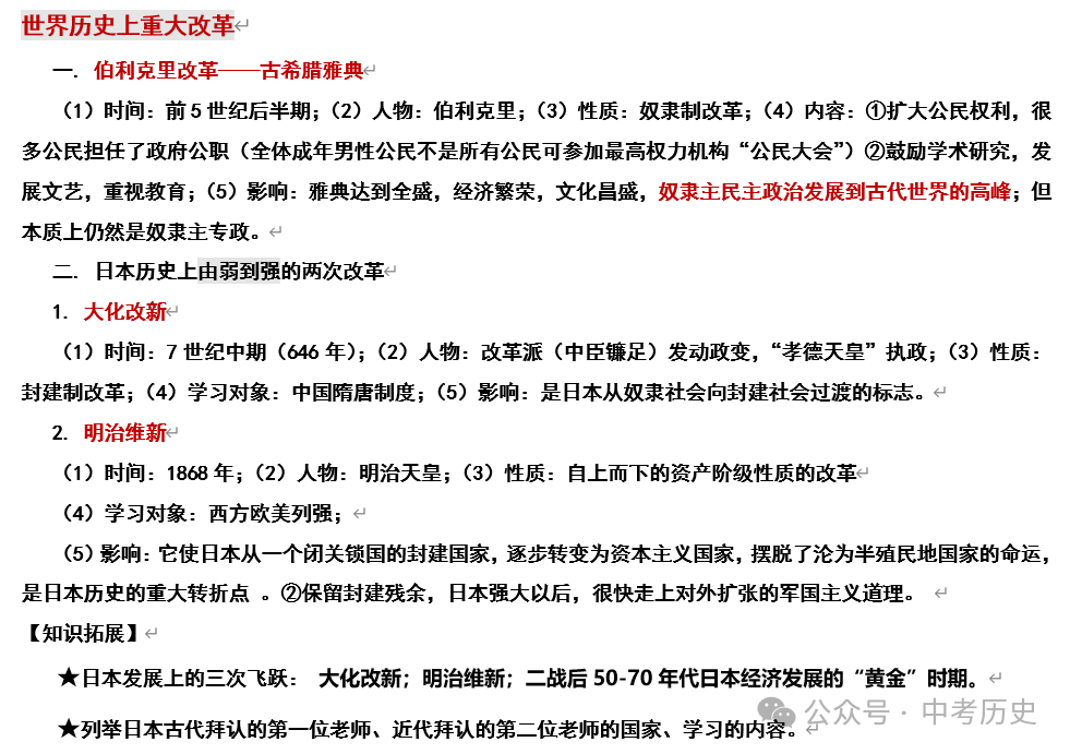 2024年中考历史二轮专题知识清单 第23张