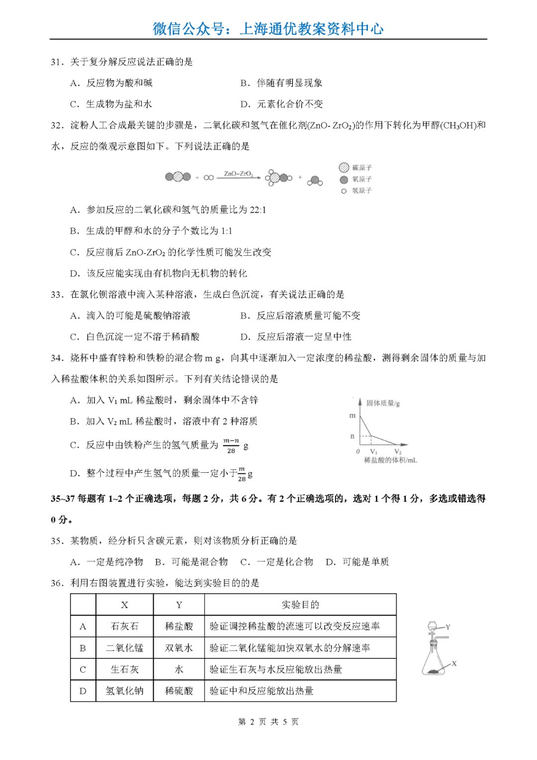 【中高考二模】2024中考杨浦&静安、长宁、嘉定高考等语数外物化等二模卷(pdf免费领) 第25张