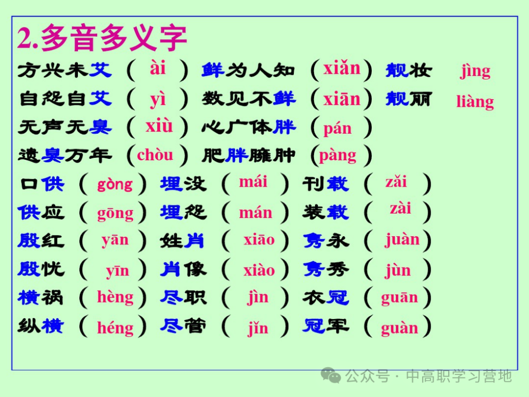 高考(含学考、3+证书)语文基础知识点总复习之一---字音 第3张