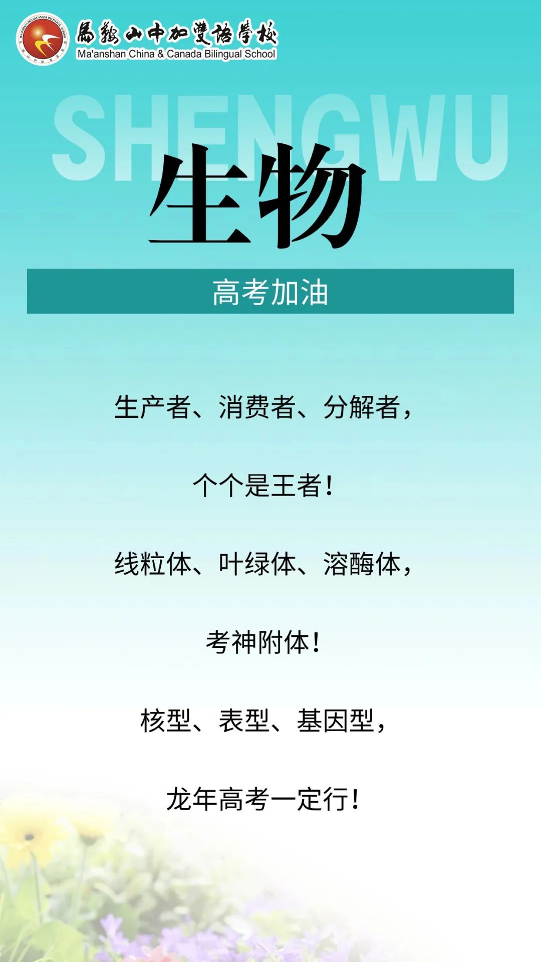 高考倒计时50天 | 马鞍山中加双语学校2024届高三各学科教师“高考硬核祝福”来了! 第10张