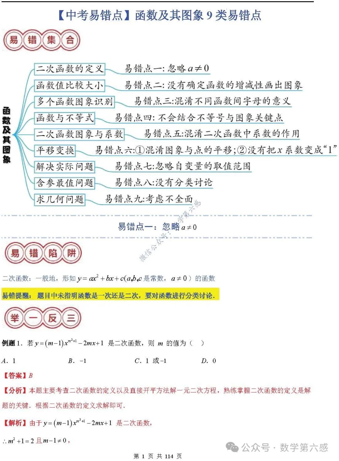 【中考2024】函数及其图象9类易错点 第1张