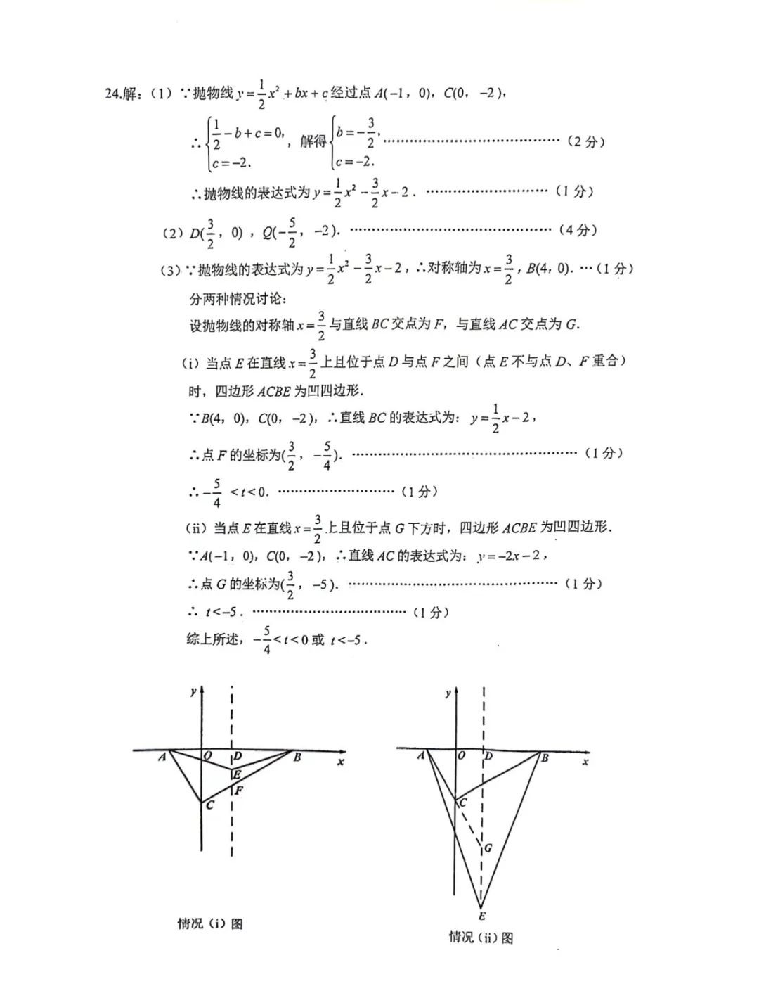 【中考二模】2024年闵行区中考数学二模评分标准 第11张