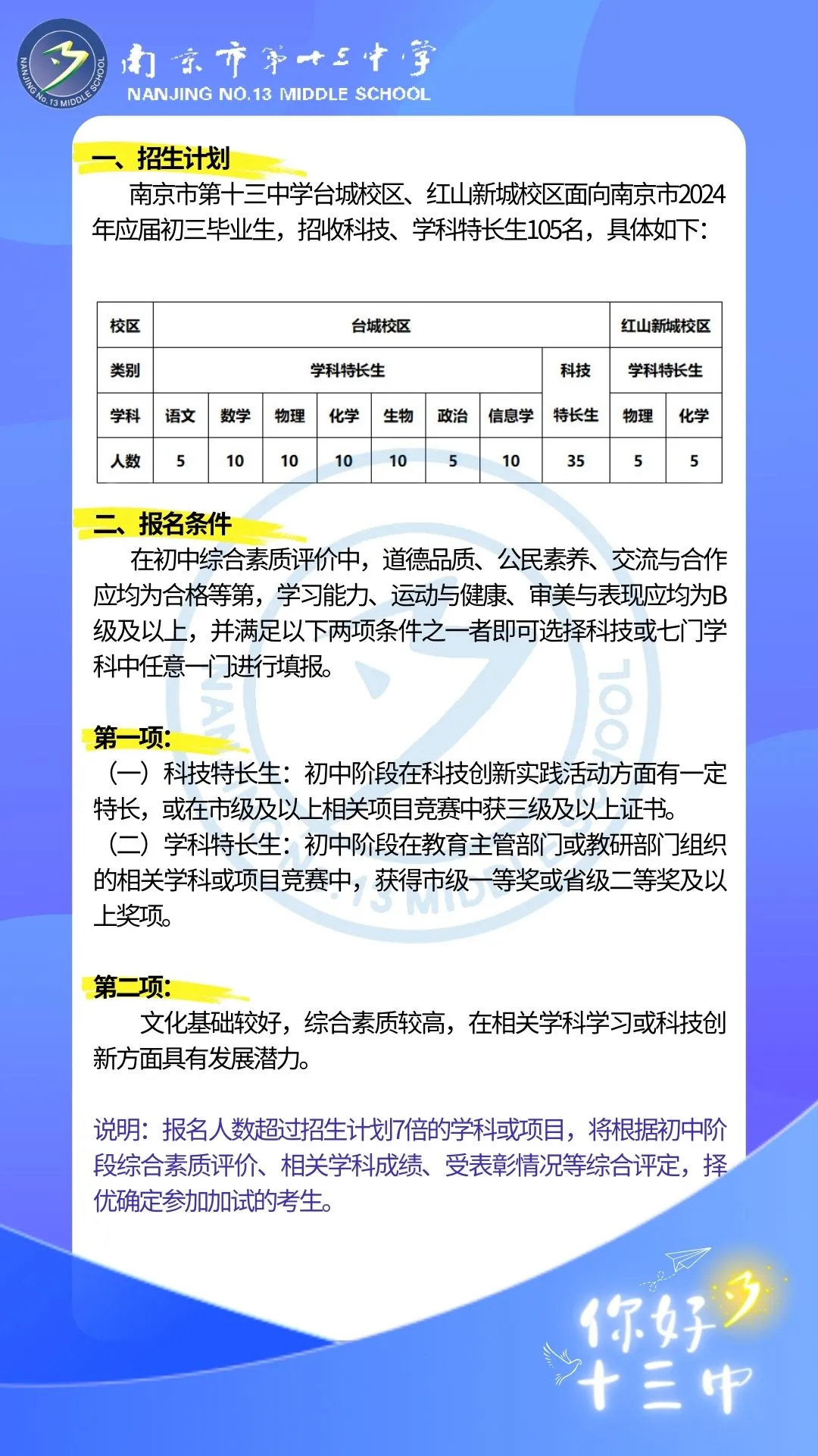 中考相关|南京多校发布特长生招生计划 第14张