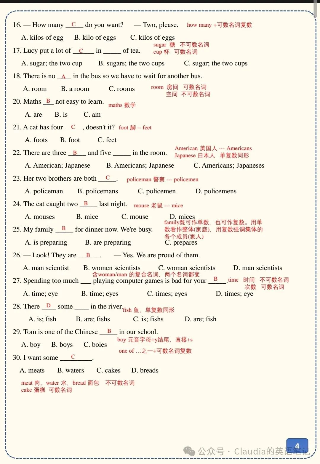 中考二轮语法专项一名词 第9张