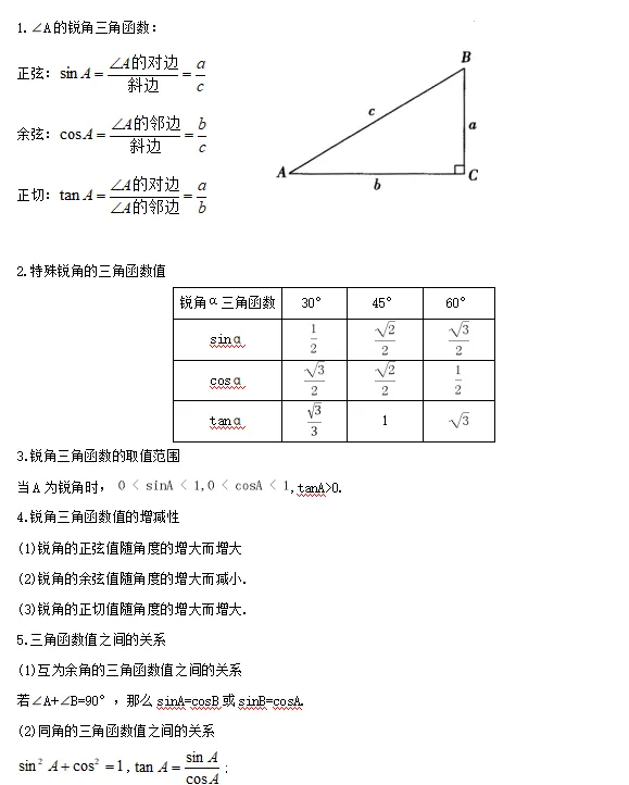 中考数学知识考点梳理(记诵版) 第87张