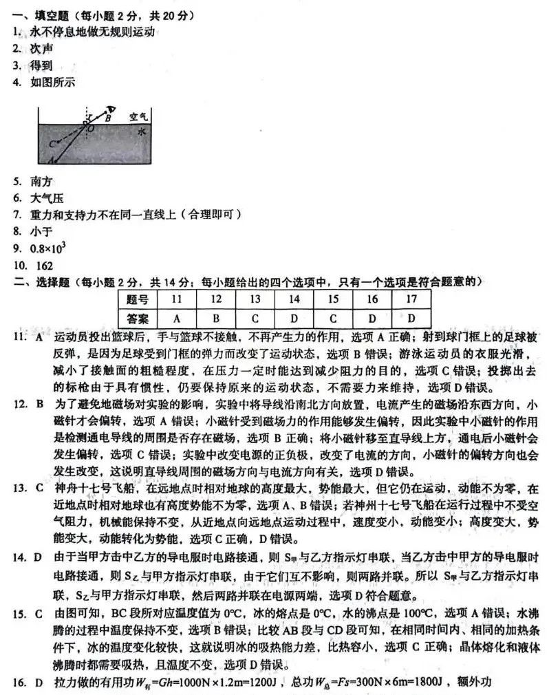 2024年中考物理信息交流卷:抓住关键,决胜中考! 第21张