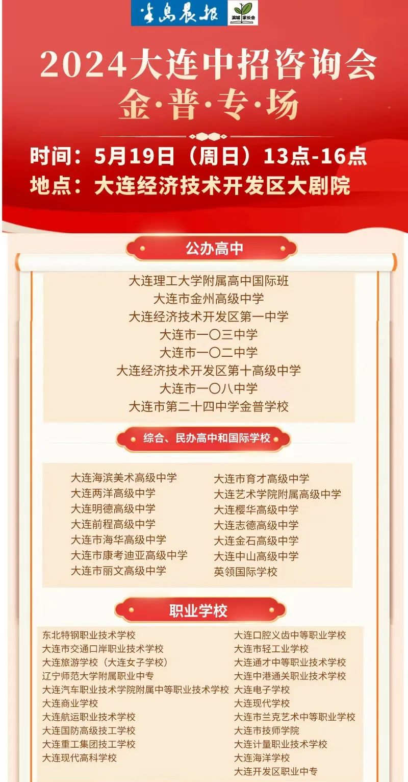 就在这周日!2024金普中考招生咨询会,近60所学校等你来 第3张