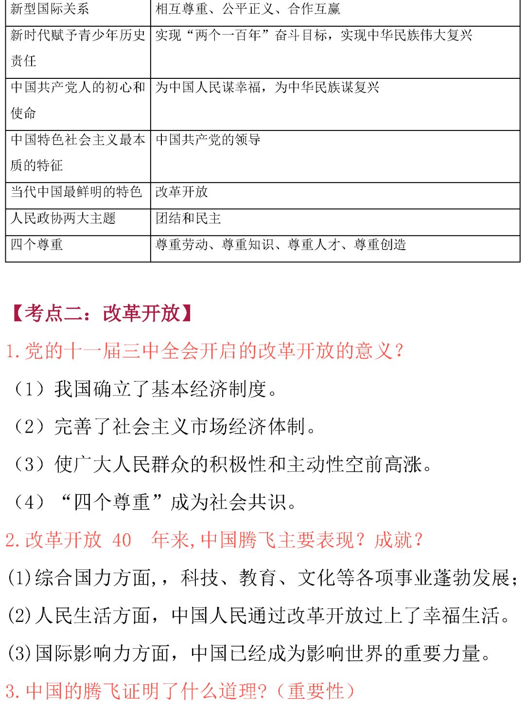 中考政治常考知识点总结 第4张