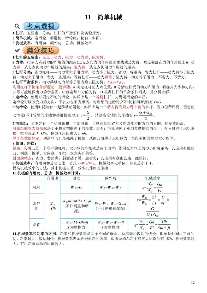 中考物理考点透析以及满分技巧 第12张