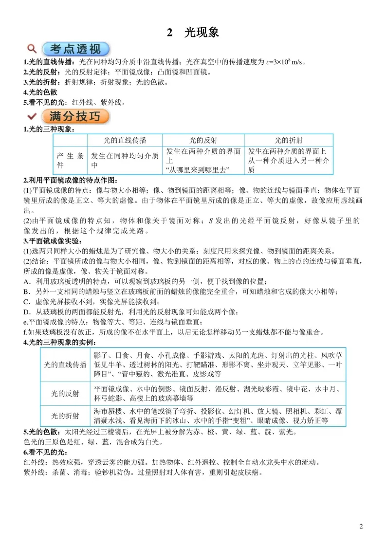 中考物理考点透析以及满分技巧 第2张