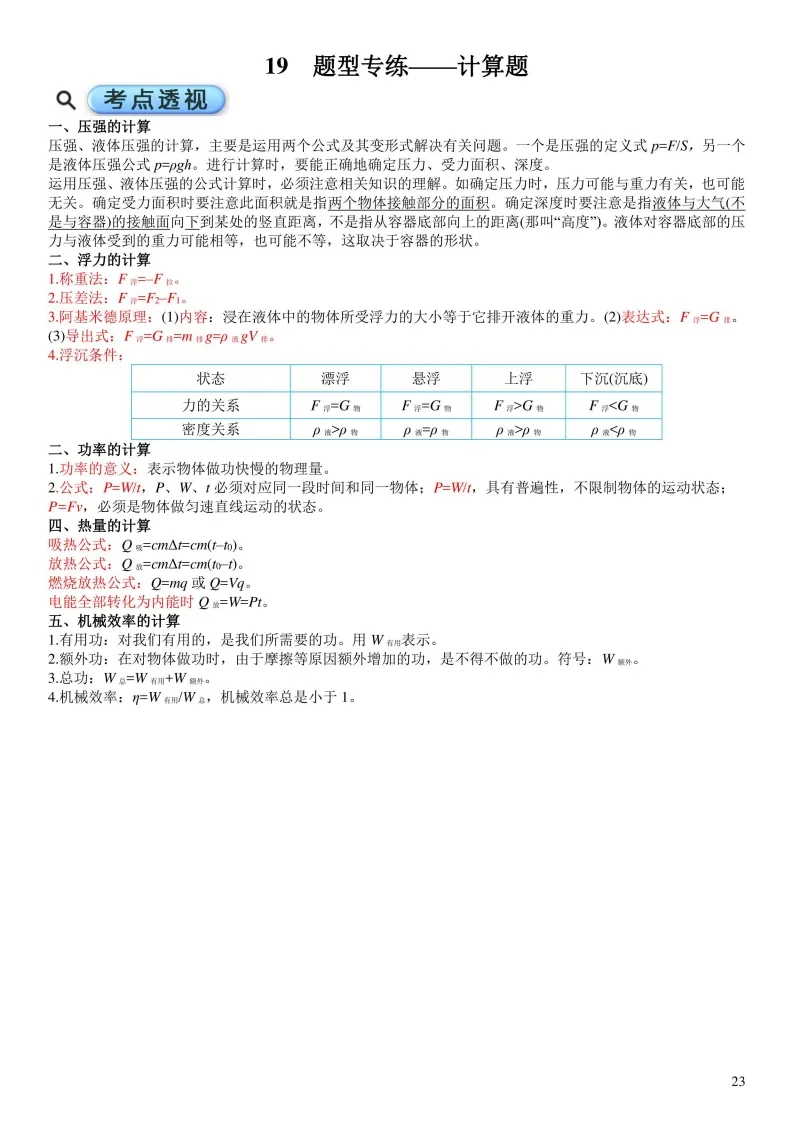 中考物理考点透析以及满分技巧 第23张