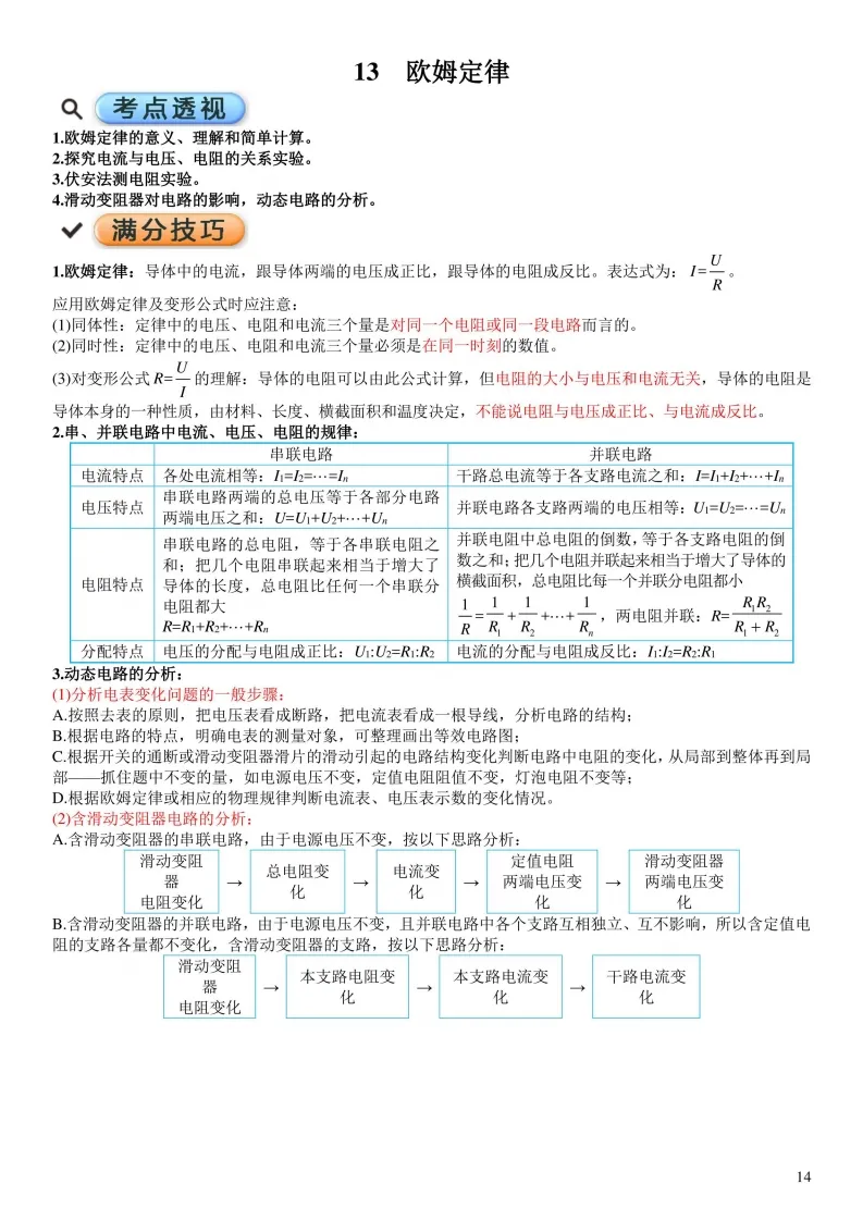 中考物理考点透析以及满分技巧 第14张