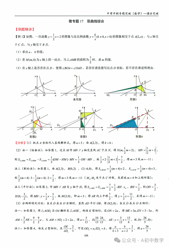 中考数学:双曲线综合专题 第12张