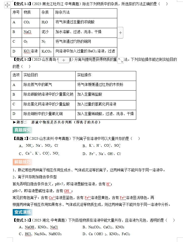 2024年中考化学:二轮热点题型归纳与变式演练,全是典型题型,高分突破必练!(全国通用) 第2张