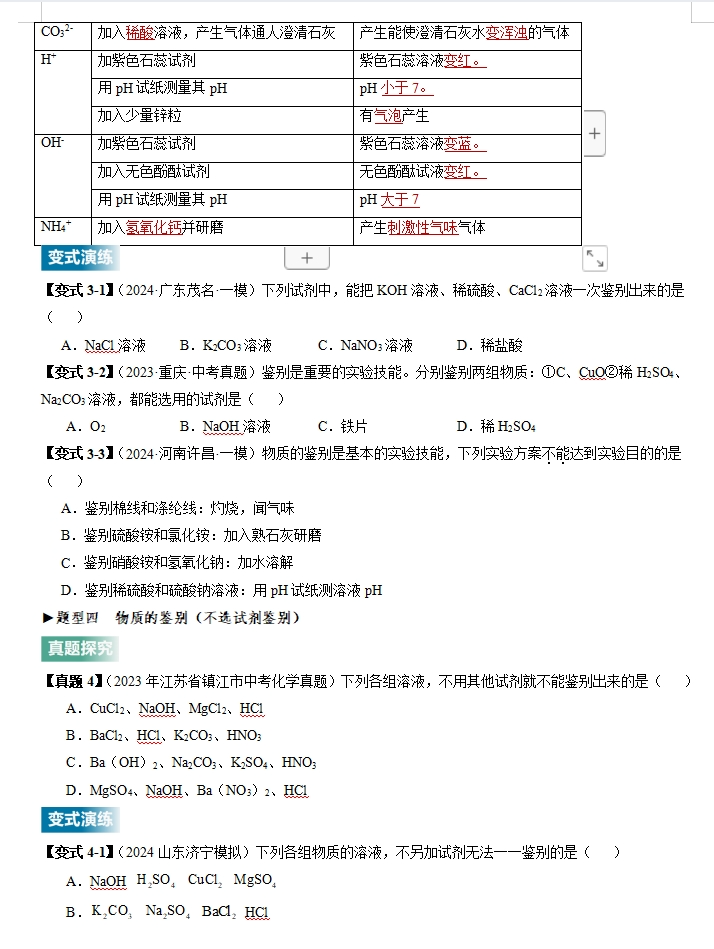 2024年中考化学:二轮热点题型归纳与变式演练,全是典型题型,高分突破必练!(全国通用) 第4张