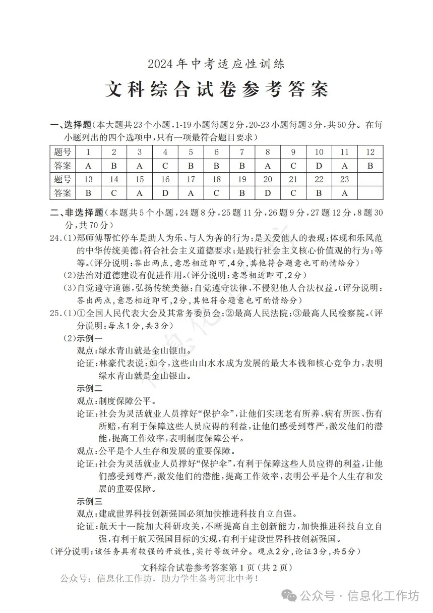 2024.5保定市中考二模全科卷含答案 第64张