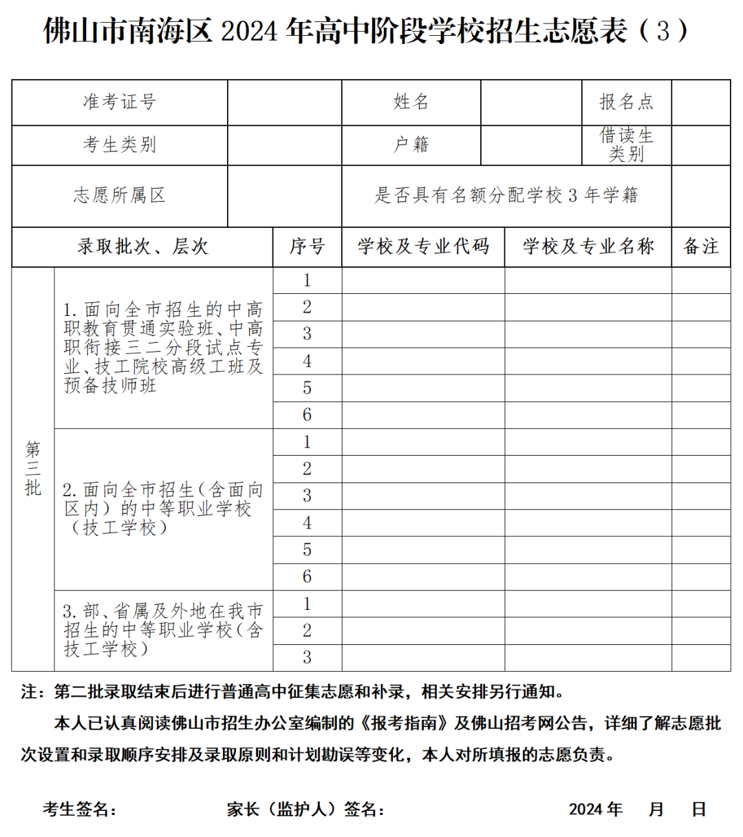 中考志愿填报开始!佛山各批次普通高中招生代码、志愿表汇总来了~ 第14张