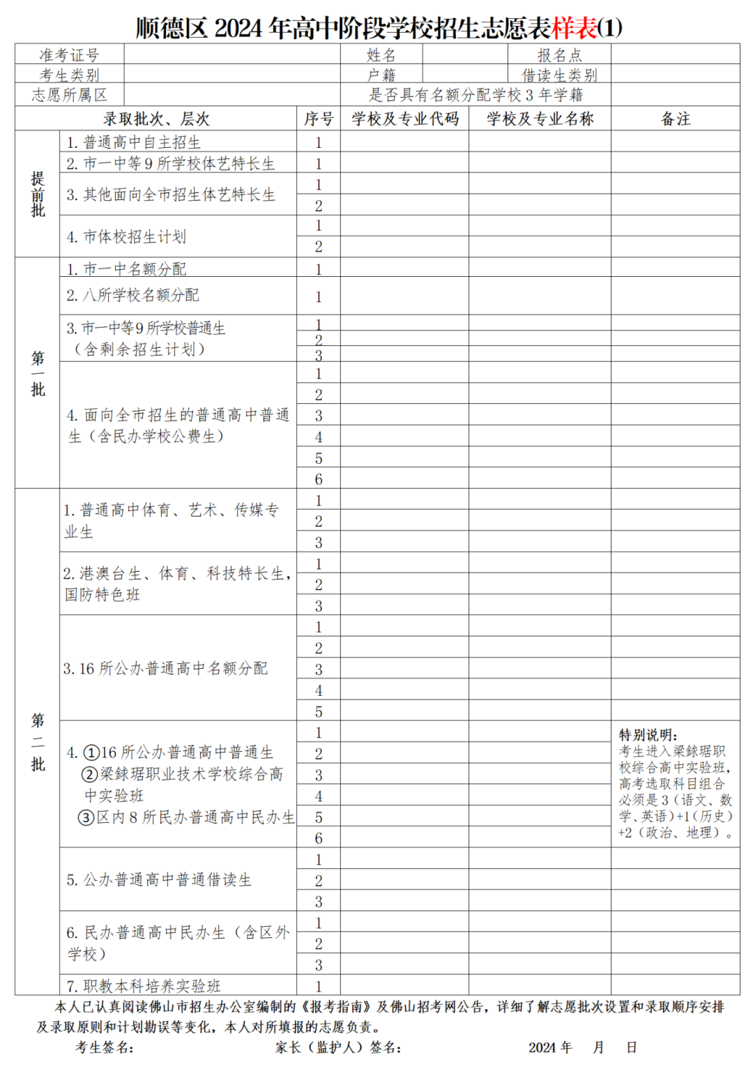 中考志愿填报开始!佛山各批次普通高中招生代码、志愿表汇总来了~ 第15张