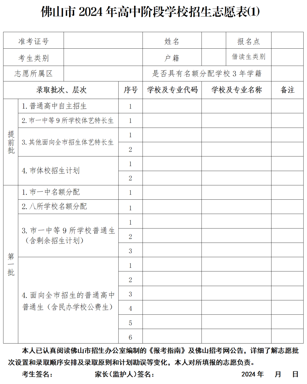 中考志愿填报开始!佛山各批次普通高中招生代码、志愿表汇总来了~ 第10张