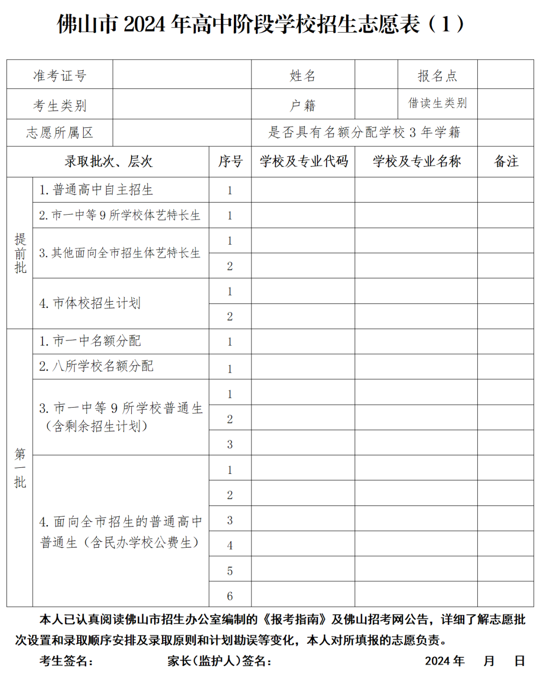 中考志愿填报开始!佛山各批次普通高中招生代码、志愿表汇总来了~ 第17张