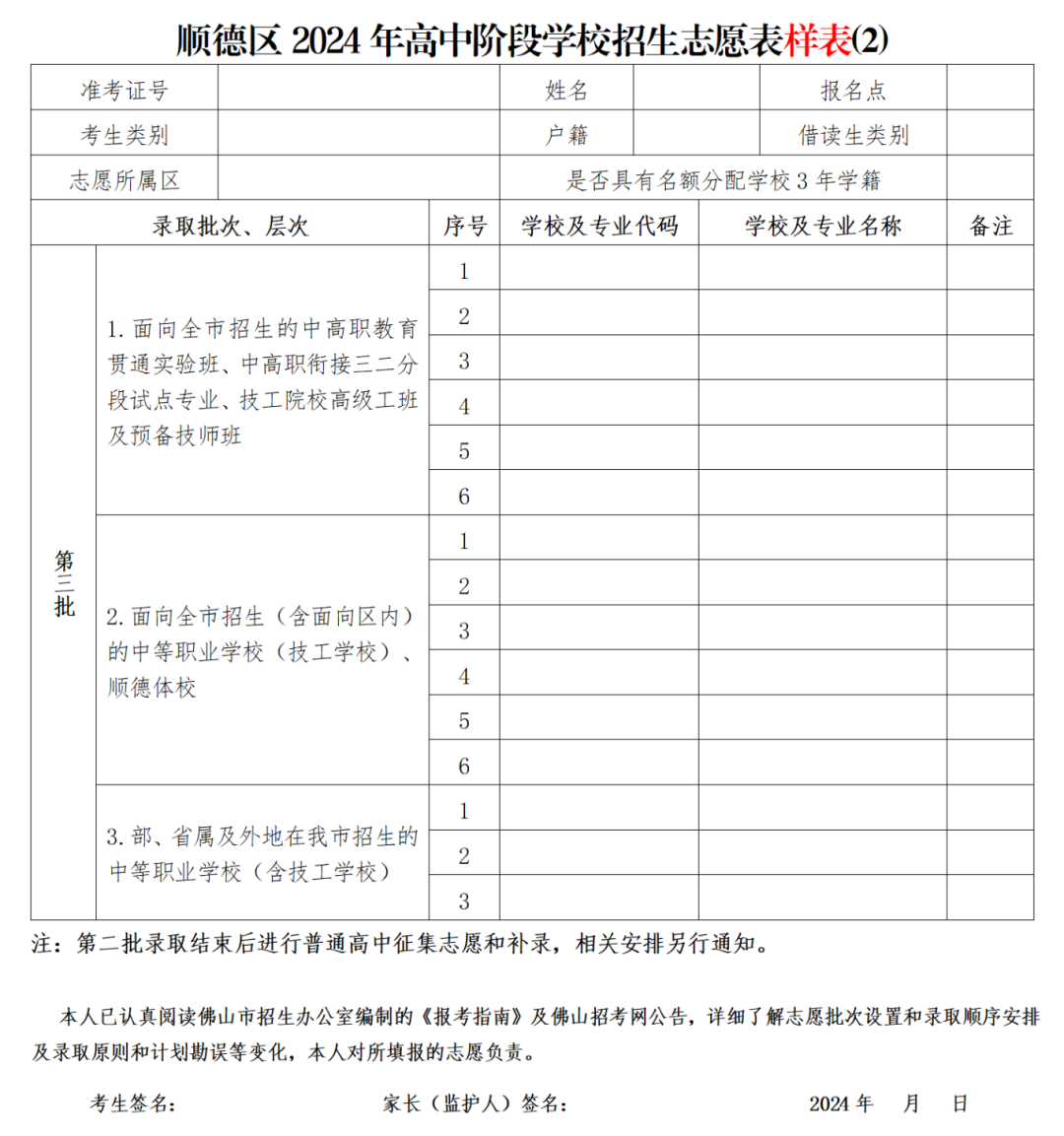 中考志愿填报开始!佛山各批次普通高中招生代码、志愿表汇总来了~ 第16张