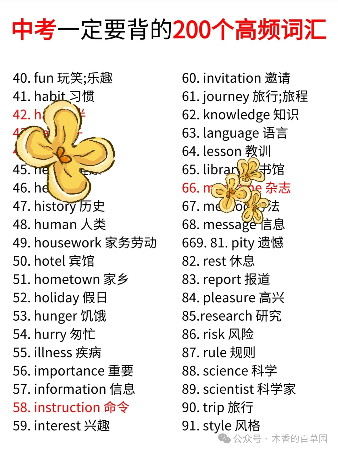 中考英语一定要背的200个高频词汇 第3张