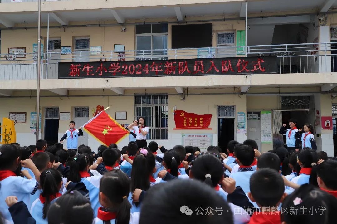 筑梦红领巾  争做好队员——麒麟区新生小学2024年新队员入队仪式 第7张