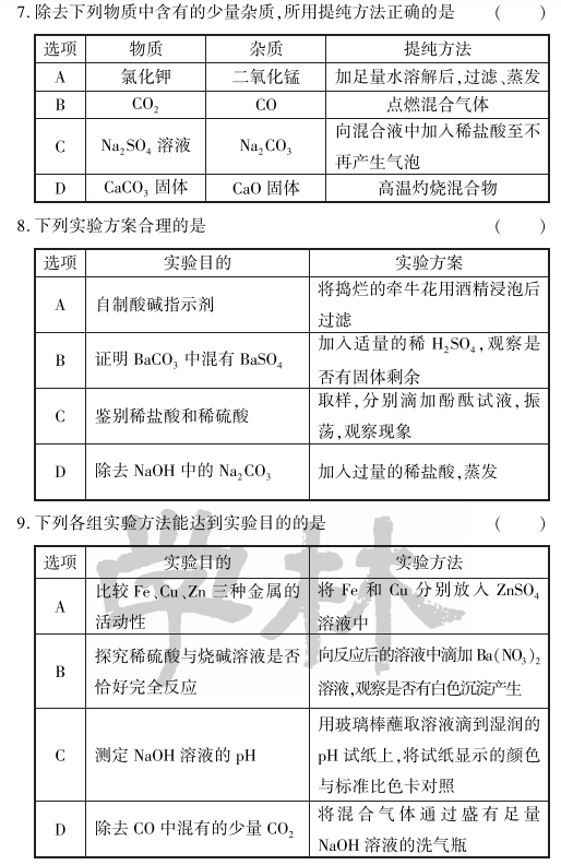 【中考化学】物质的共存、检验与鉴别、分离与除杂 第2张