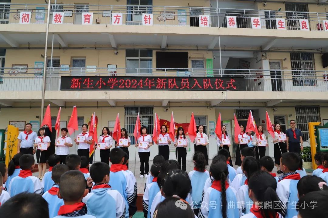 筑梦红领巾  争做好队员——麒麟区新生小学2024年新队员入队仪式 第10张