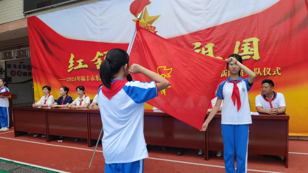 红领巾爱祖国——陆丰市东海街道中心小学、深圳市罗湖区桂园小学联合举行2024年新队员入队仪式 第54张