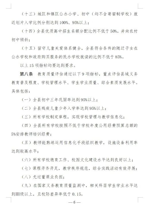 【红军小学】教育部关于印发《县域义务教育优质均衡发展督导评估办法》的通知 第6张