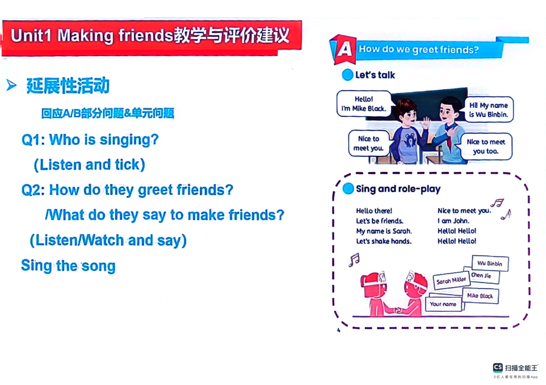 【工作室研修】PEP小学英语秋季新教材《Unit 1 Making friends》单元解析及教学建议 第19张