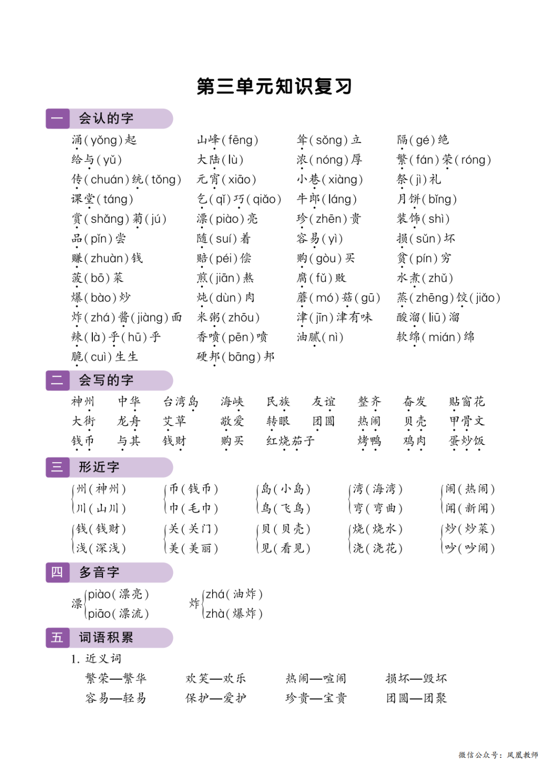 小学语文二年级下册第1~8 单元知识梳理,复习(可打印) 第6张