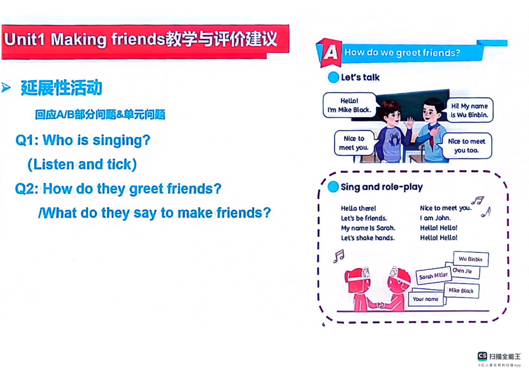 【工作室研修】PEP小学英语秋季新教材《Unit 1 Making friends》单元解析及教学建议 第18张