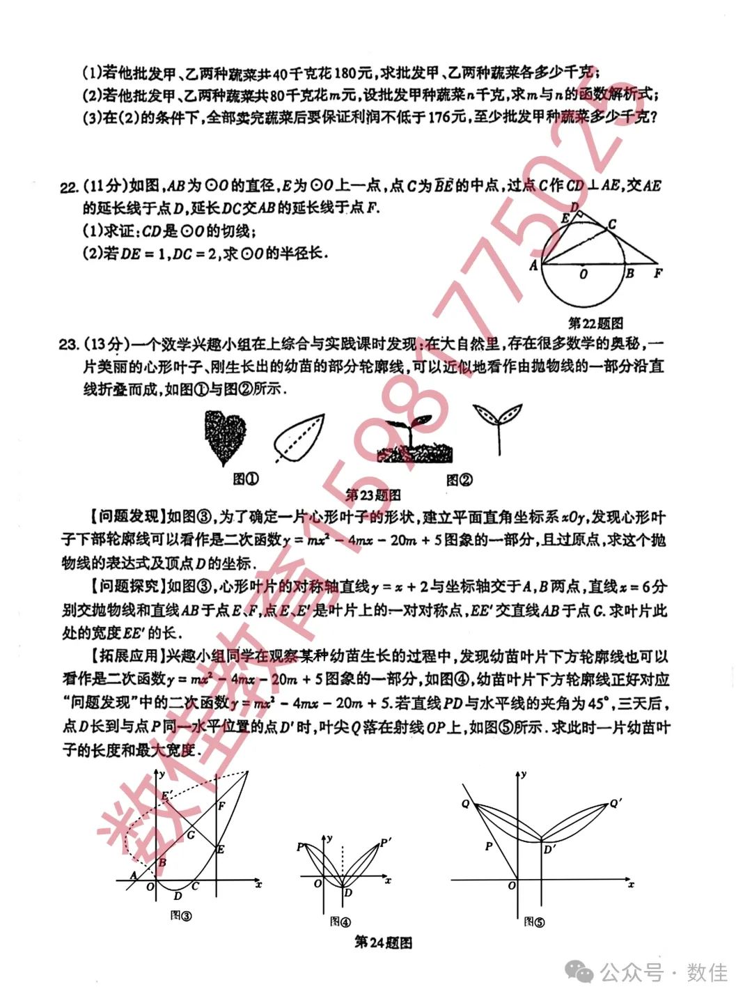 中考数学模拟试卷(2024年水平检测三模) 第4张