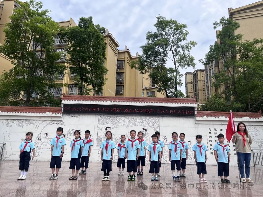 星星火炬 代代相传——资中县水南镇和鸣小学2022届少先队第三批次和2023届少先队第一批次少先队员入队仪式 第33张