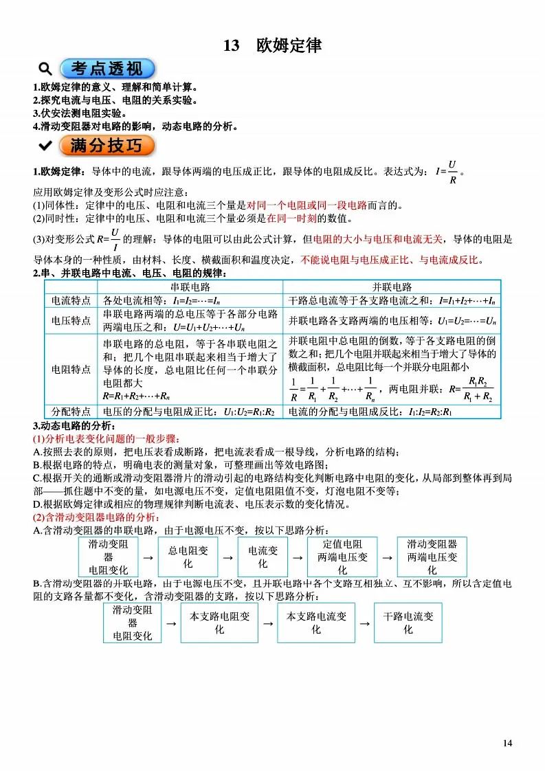 中考物理满分必备考点笔记(考点透视+满分技巧) 第15张